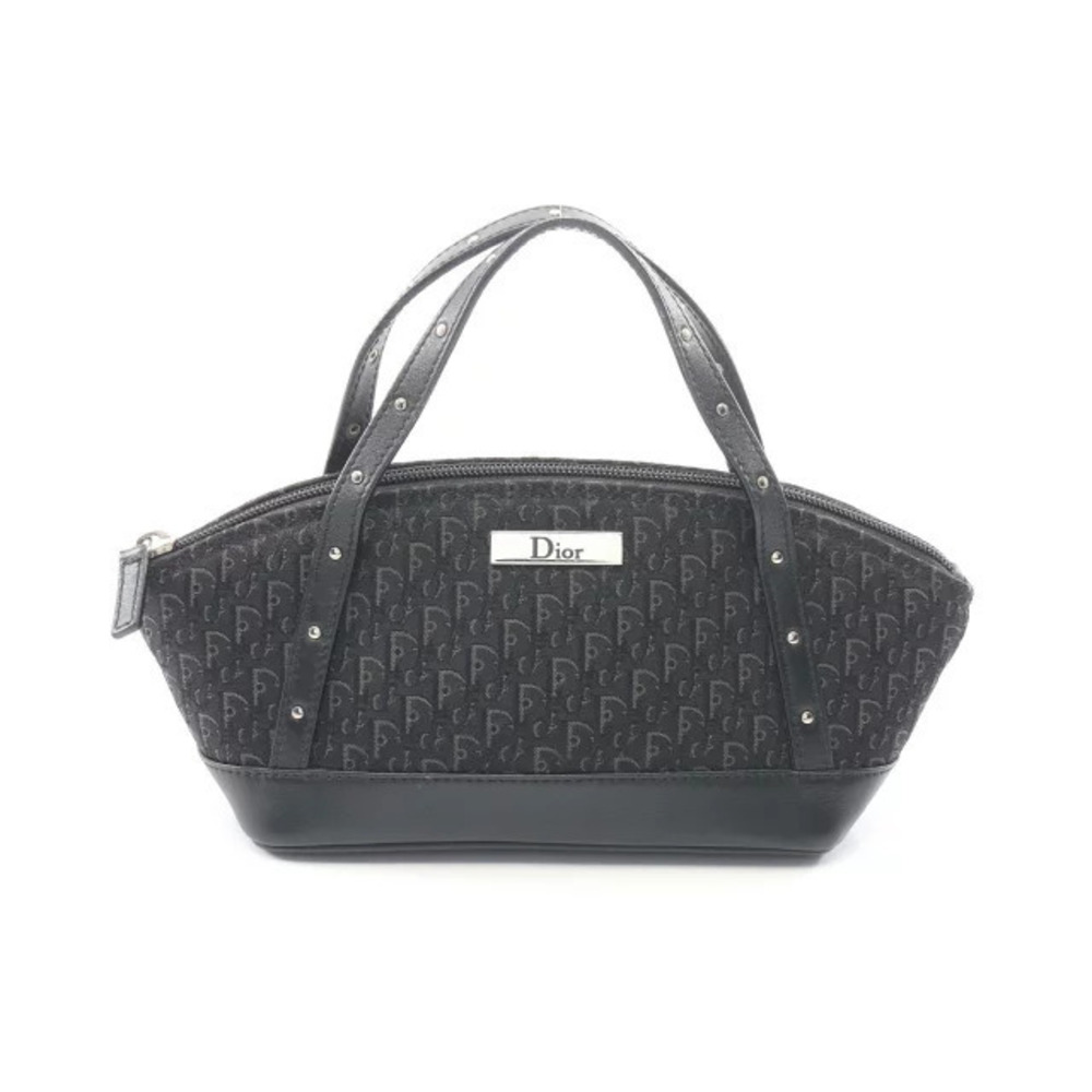 Christian Dior Trotter Handbag Canvas Leather Black